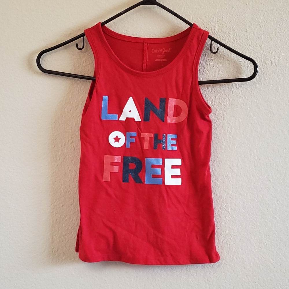 Cat & Jack red land of the free 4th july XS 4/5